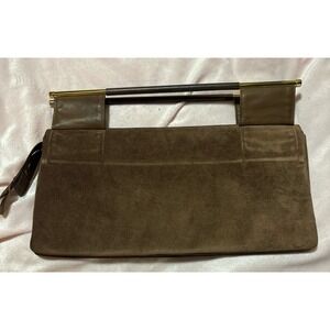 Susan‎ Gail Vintage 70's Brown Leather Suede Envelope Clutch Handbag